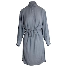 Iro-IRO Striped Shirt Dress in Blue Modal-Blue