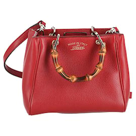 Gucci-Gucci Mini Bamboo Shopper-Tasche aus rotem Kalbsleder-Rot
