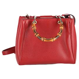 Gucci-Gucci Mini Bamboo Shopper-Tasche aus rotem Kalbsleder-Rot