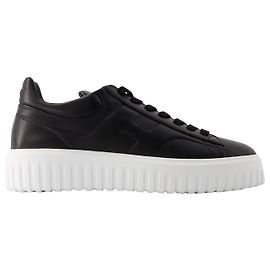 Sneakers Allacciato H-Stripes - Hogan - Pelle - Nero Nero