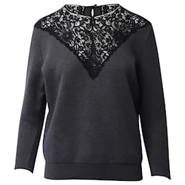 Stella Mc Cartney-Stella Mccartney Lace-Trimmed Sweater in Dark Grey Cotton-Grey