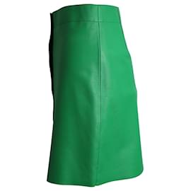 Sandro-Sandro Louna High-Waisted Skirt in Green Sheepskin Leather-Green