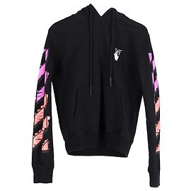 Off White Off-White Marker Hoodie aus schwarzer Baumwolle Schwarz