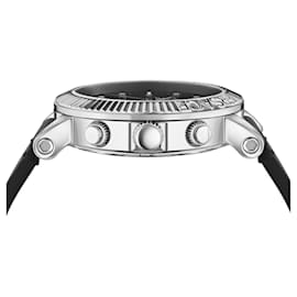 Versace-Versace V-Chrono Classic Leather Watch-Metallic