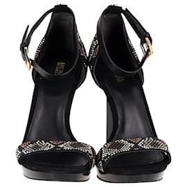 Michael Kors-Michael Kors Embellished Open-toe High Heel Sandals in Black Leather-Black
