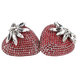 Alessandra Rich Crystal-Embellished Strawberry Earrings in Silver Metal Silvery