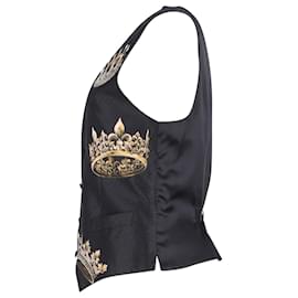 Dolce & Gabbana-Dolce Gabbana Printed Waistcoat in Black Polyester-Other