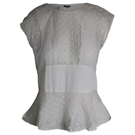 Isabel Marant-Isabel Marant Top peplum con paneles transparentes en seda blanca-Blanco