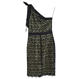 Autre Marque-Vestido de renda macramê boutique Moschino de um ombro só em poliéster preto-Preto