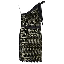 Autre Marque-Vestido de renda macramê boutique Moschino de um ombro só em poliéster preto-Preto
