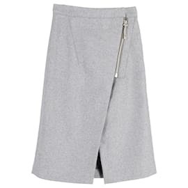 Acne-Acne Studios Panna Asymmetric Zip Midi Skirt in Grey Wool-Grey