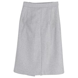 Acne-Acne Studios Panna Asymmetric Zip Midi Skirt in Grey Wool-Grey