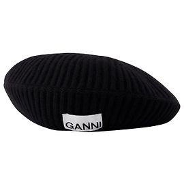 Rib Beret - Ganni - Wool - Black Black