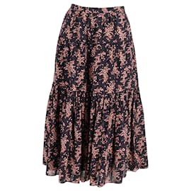 Ulla Johnson-Ulla Johnson Auveline Gathered Jacquard Midi Skirt in Floral Print Cotton-Other