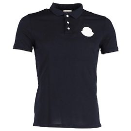 Polo Moncler Manica Corta in Cotone Blu Navy Blu Blu navy