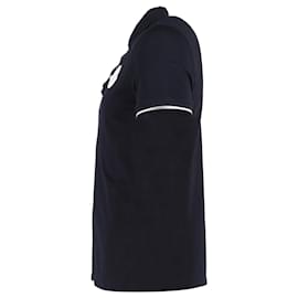 Moncler-Moncler Short Sleeve Polo Shirt in Navy Blue Cotton-Blue,Navy blue
