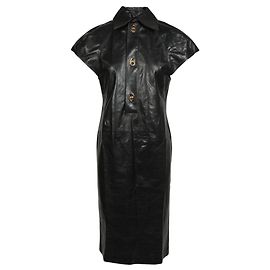Bottega Veneta Lederkleid mit Flügelärmeln Schwarz