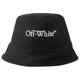 Off White-Fischerhut mit Ny-Logo – gebrochenes Weiß – Baumwolle – Schwarz/Nicht-gerade weiss-Schwarz