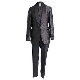 Conjunto de jaqueta e calça social Tom Ford Shelton leopardo jacquard em acetato preto e lã Preto