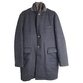 Autre Marque-N. Peal Fur-lined Padded Winter Coat in Navy Blue Cashmere-Blue