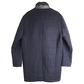 Autre Marque-N. Peal Fur-lined Padded Winter Coat in Navy Blue Cashmere-Blue