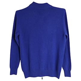Autre Marque-N. Peal Zip Front Knit Sweater in Blue Cashmere-Blue