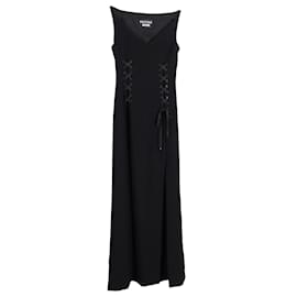 Autre Marque-Vestido longo boutique Moschino com cadarço em triacetato preto-Preto