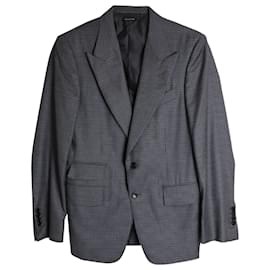 Tom Ford-Tom Ford Shelton Micro-Houndstooth Dinner Jacket in Grey Wool-Grey