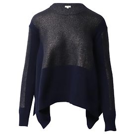 Stella Mc Cartney Stella McCartney Zweifarbiger drapierter Pullover aus marineblauem Kaschmir Blau Marineblau