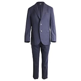 Neil Barrett-Conjunto de chaqueta y pantalón de rayas finas en lana azul de Neil Barrett-Azul