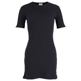 Re/Done RÉ/Minivestido de malha canelada em algodão preto Preto