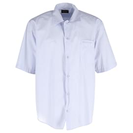 Balenciaga-Balenciaga Short Sleeve Shirt in Bluish White Polyester-Blue