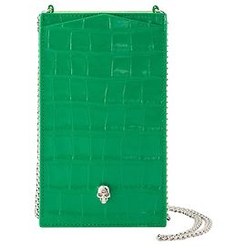 Suporte para celular com corrente - Alexander Mcqueen - Couro - Verde Verde
