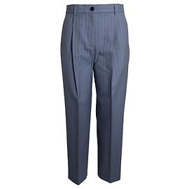 Acne Studios Striped Pleated Trousers in Blue Wool Blue