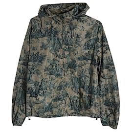 Valentino Garavani-Giubbotto Windbreaker con Zip Frontale e Zip Frontale Jungle Print Valentino Garavani in poliammide verde e marrone-Verde