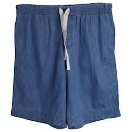 Gucci-Bermudas Gucci Web Shorts com cordão em algodão azul-Azul