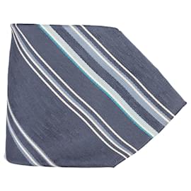 Kenzo-Cravate Kenzo Stripe en Soie Bleue-Bleu