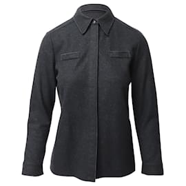 Miu Miu-Camisa de botão escondida Miu Miu em lã cinza escuro-Preto