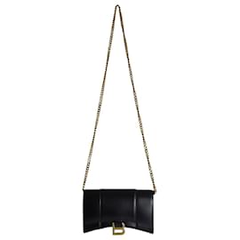 Balenciaga-Balenciaga Hourglass Wallet on Chain Bag in Black Leather-Black