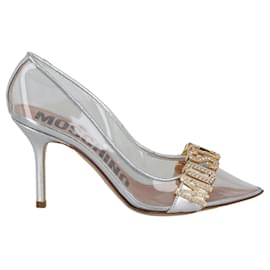 Moschino-Moschino Crystal Logo Pumps-Silvery