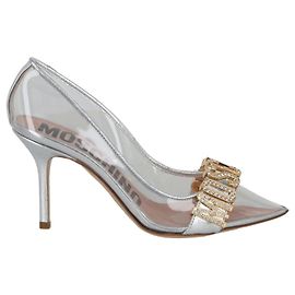 Moschino-Pumps mit Kristalllogo Silber
