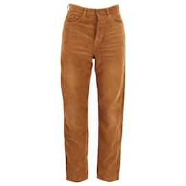 Saint Laurent-Pantaloni a gamba dritta in velluto a coste di Saint Laurent in cotone color cammello-Giallo,Cammello