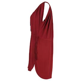 Isabel Marant-Isabel Marant Drawstring Waist Sleeveless Mini Dress in Burgundy Cotton-Dark red