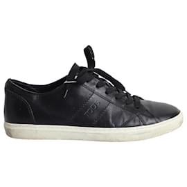 Tod's-Tod's Low Top Sneakers in Black Leather-Black