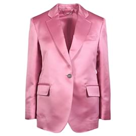 Salvatore Ferragamo-Salvatore Ferragamo Notched Lapel Silk Blazer-Pink