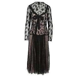 Bottega Veneta Spitzen-Overlay-Kleid Schwarz