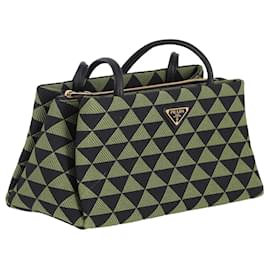 Prada-Prada Symbole Shoulder Bag in Green/Black Jacquard and Leather-Other