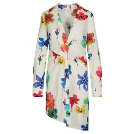 Off White Robe chemise drapée à fleurs blanc cassé Pop Autre