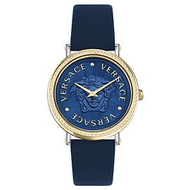 Versace V-Dollar Leather Watch Metallic