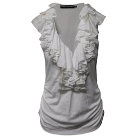 Ralph Lauren-Ralph Lauren Ruffle Blouse in White Silk-White